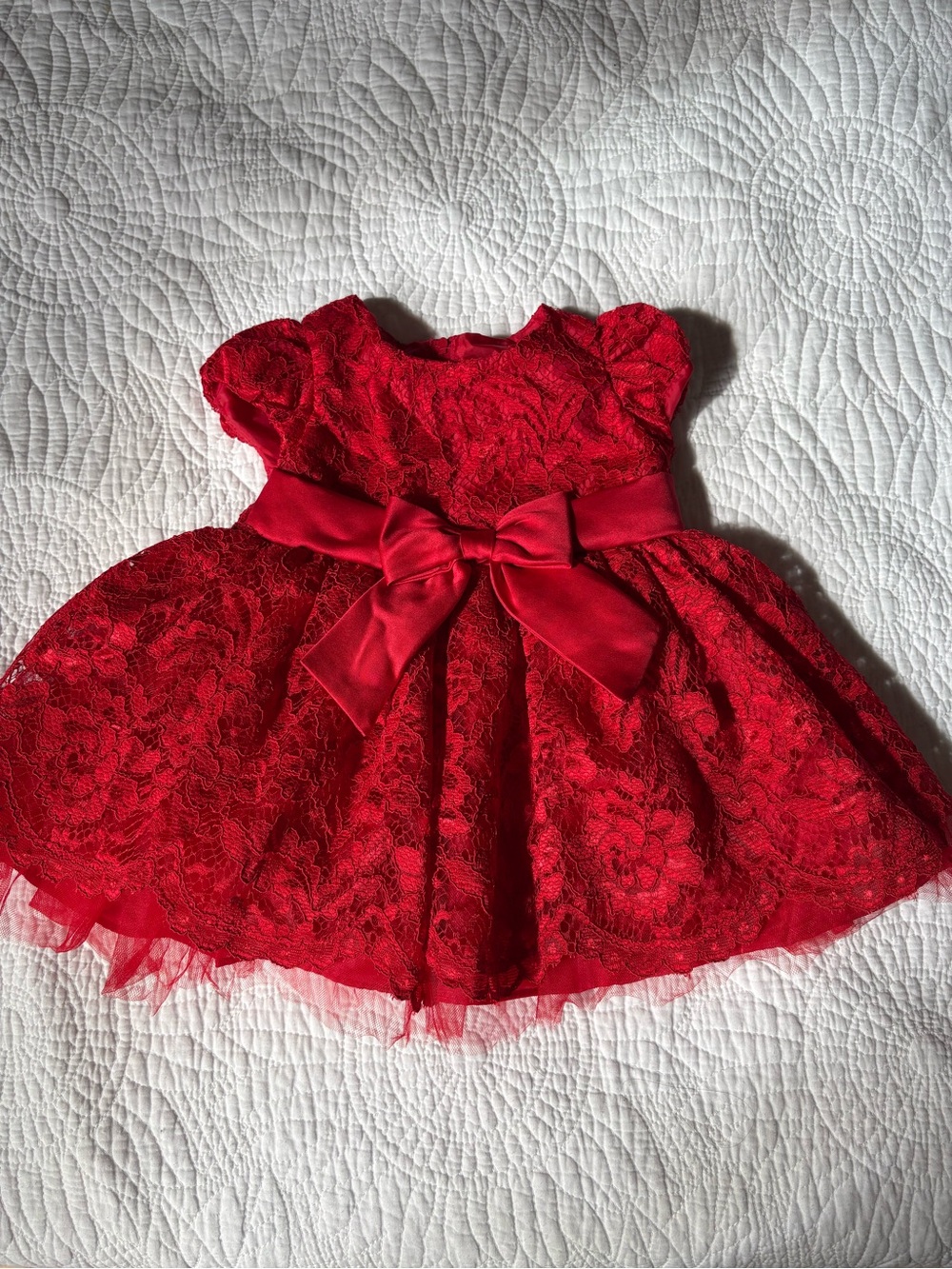 Bonnie Baby Red Lace Bow Baby Holiday Dress
